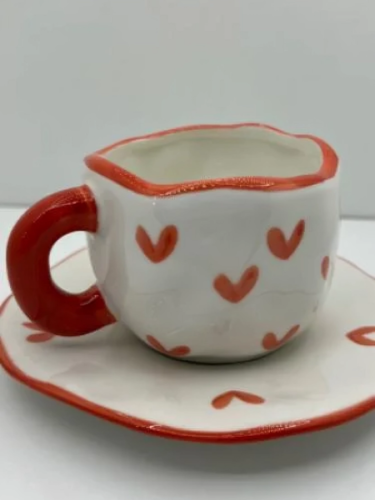 طقم كوب  القلوب  - أحمر